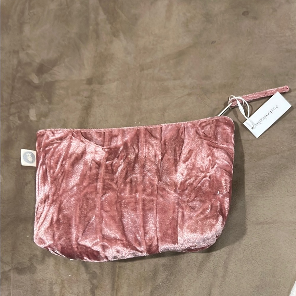 Quilted Koala Pink Velvet Peace Sign Cosmetic Bag - Picture 2 of 2